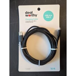 Deal Worthy USB-A To USB-C Charging Cable 10 feet Black